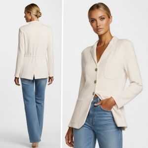 BLEUSALT The Big Rock Boyfriend Tencel Blend Jersey Blazer White Size 3 (US L)